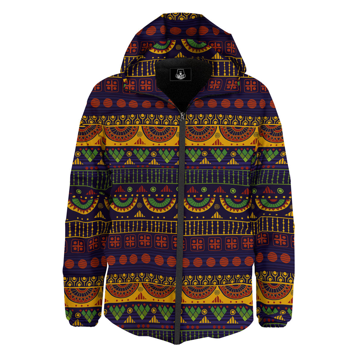 African Tribal Native Print Pattern Down Jacket-grizzshop