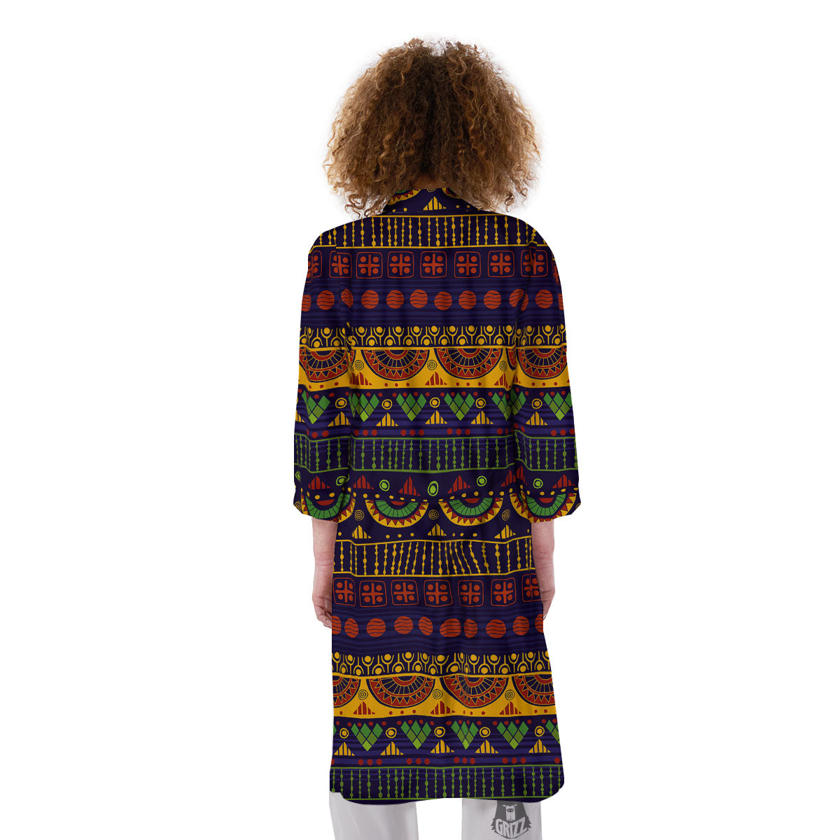African Tribal Native Print Pattern Kimono-grizzshop