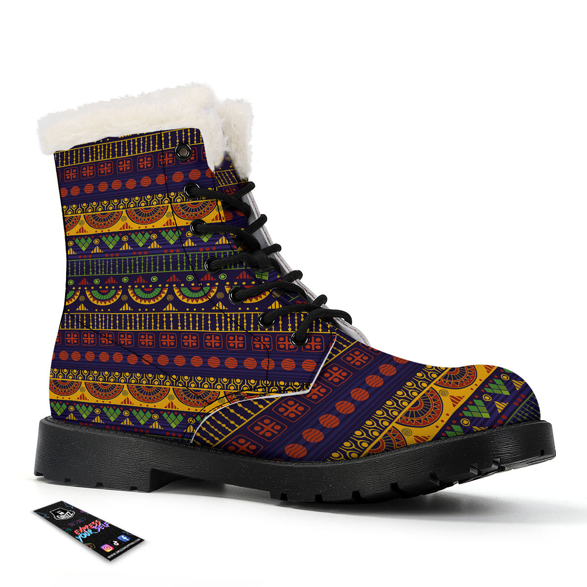 African Tribal Native Print Pattern Winter Boots-grizzshop