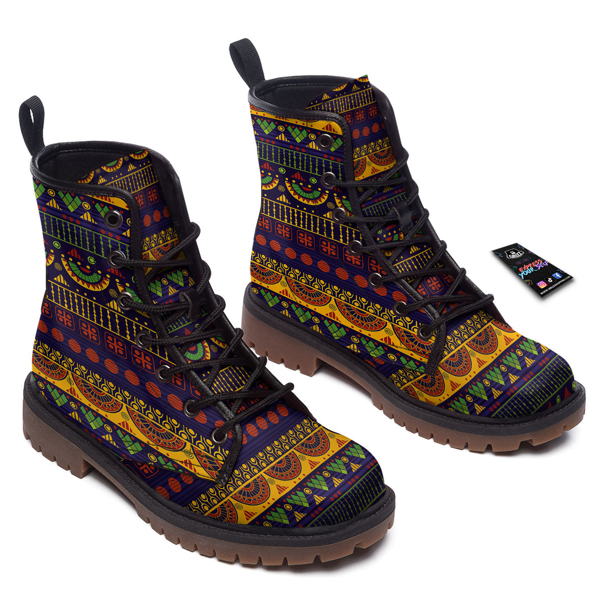 African Tribal Native Print Pattern Work Boots-grizzshop