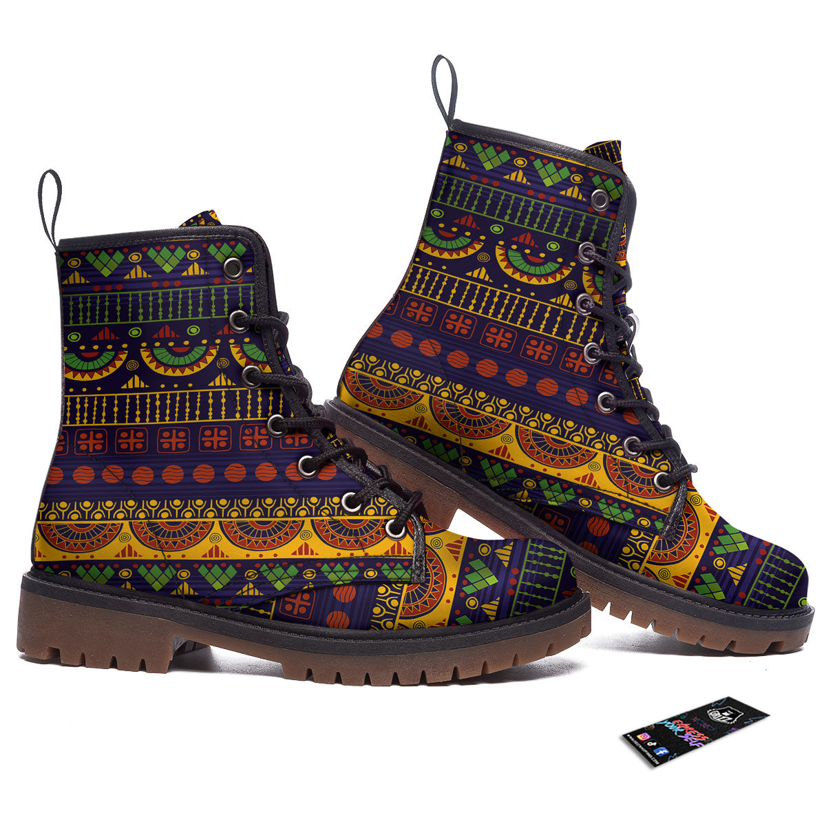 African Tribal Native Print Pattern Work Boots-grizzshop
