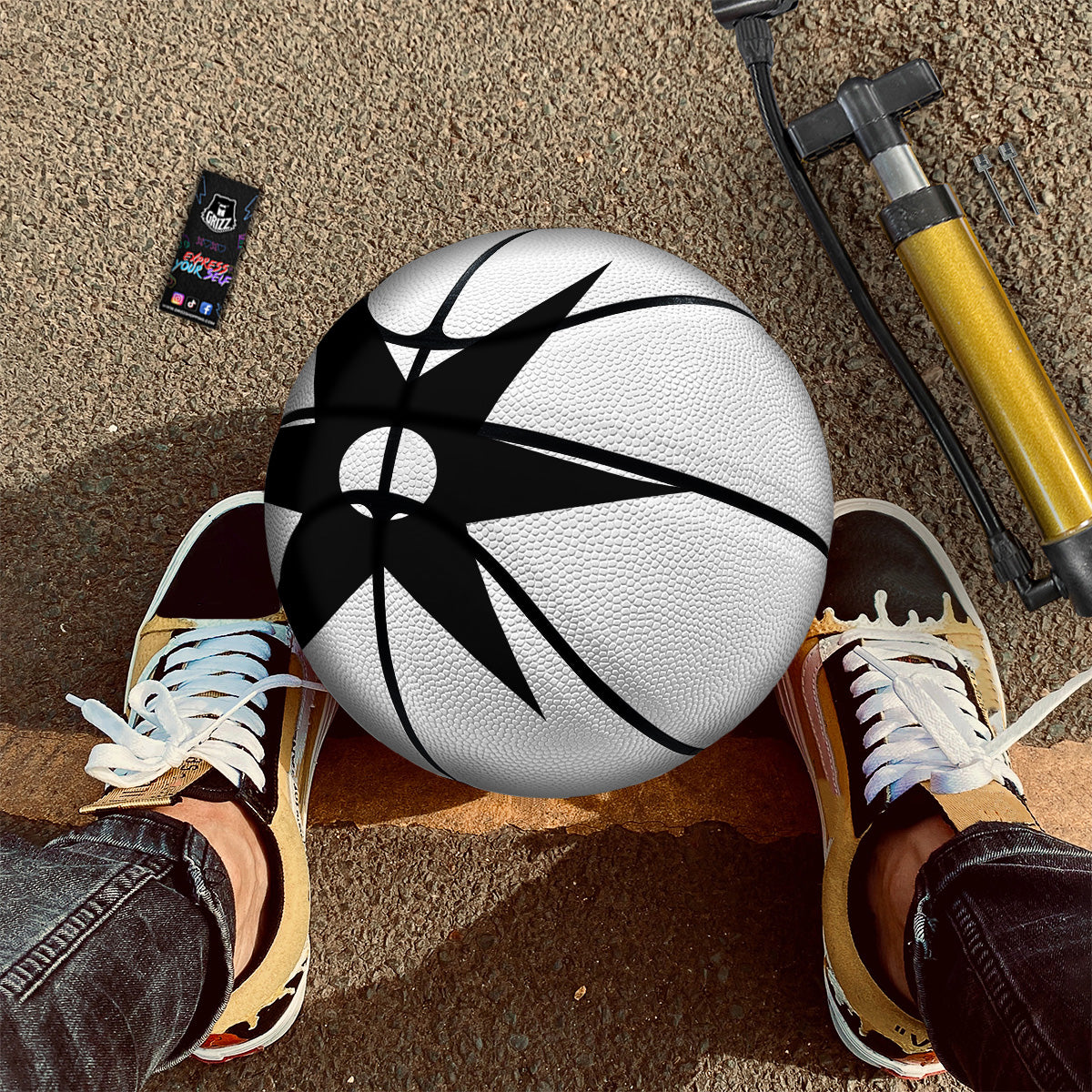 African Adinkra Symbols White And Black Basketball