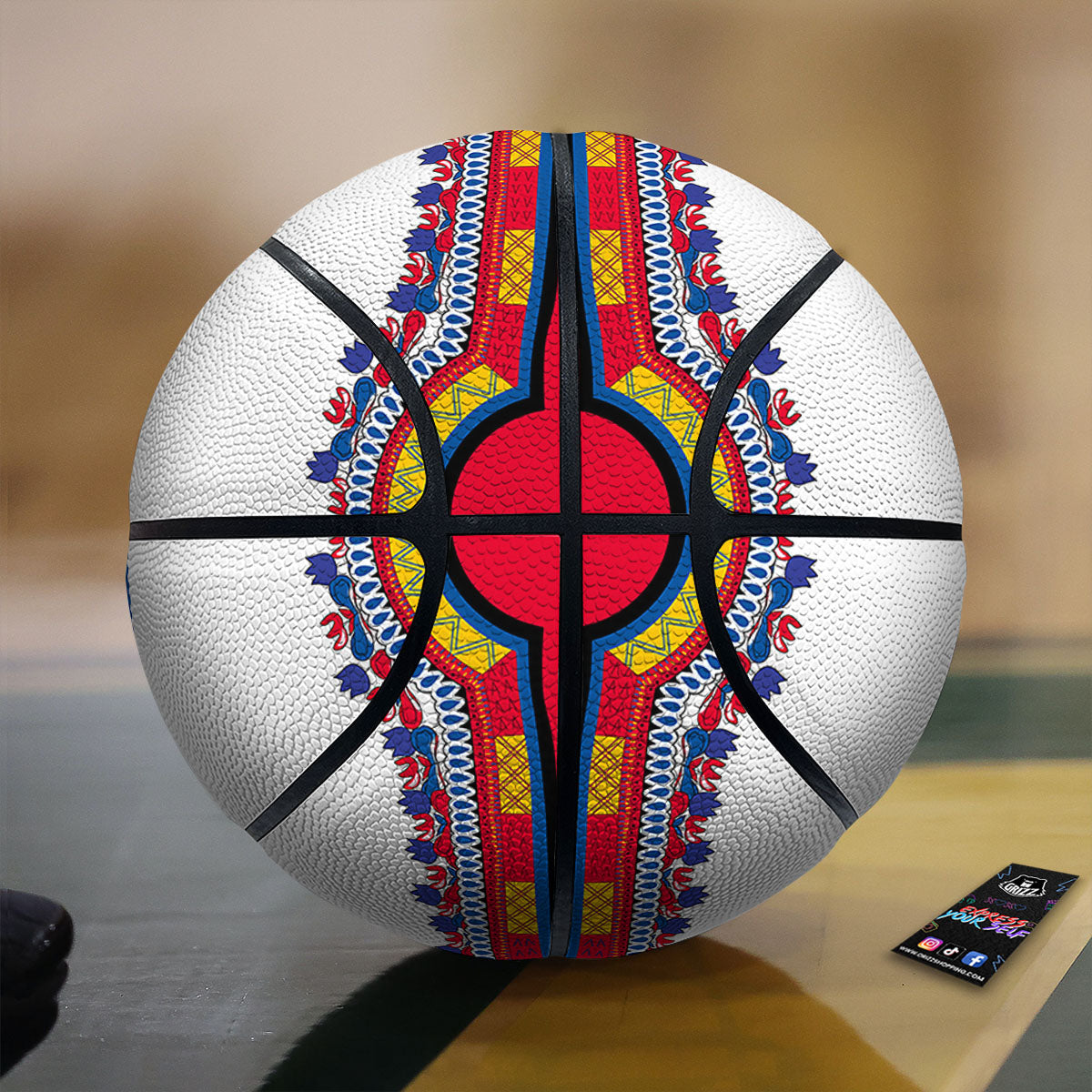 African Dashiki White And Red Print Basketball