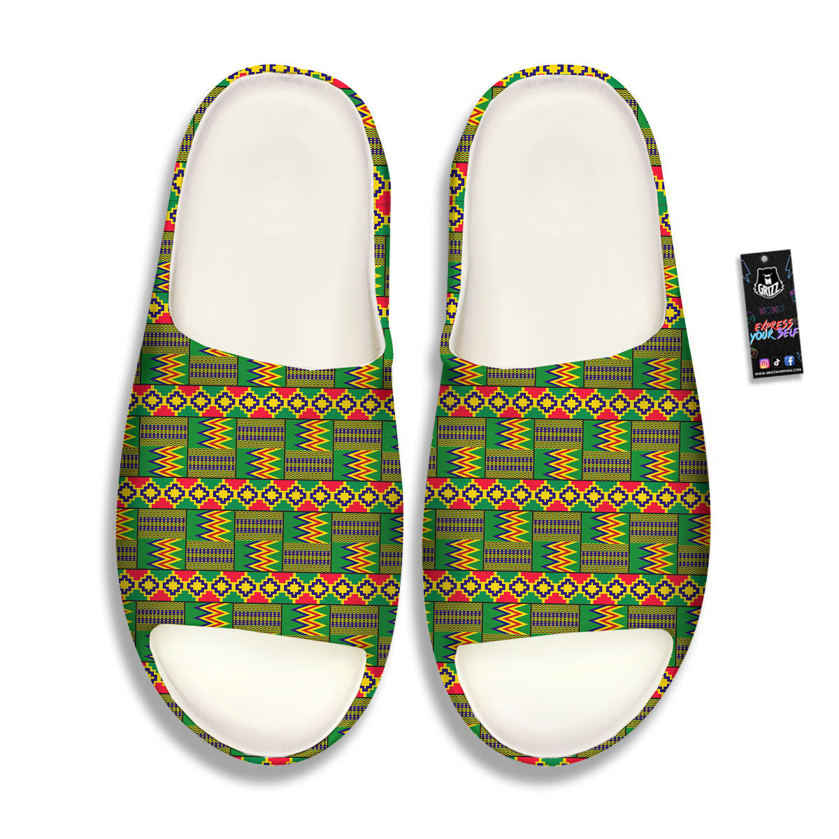 African Kente Print Pattern Sandals-grizzshop