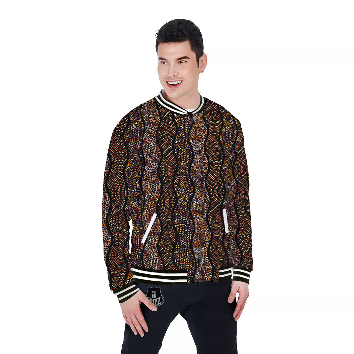 Afro African Dot Print Pattern Baseball Jacket-grizzshop