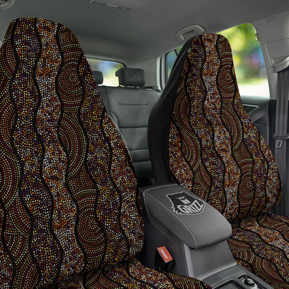 Afro African Dot Print Pattern Car Seat Covers-grizzshop
