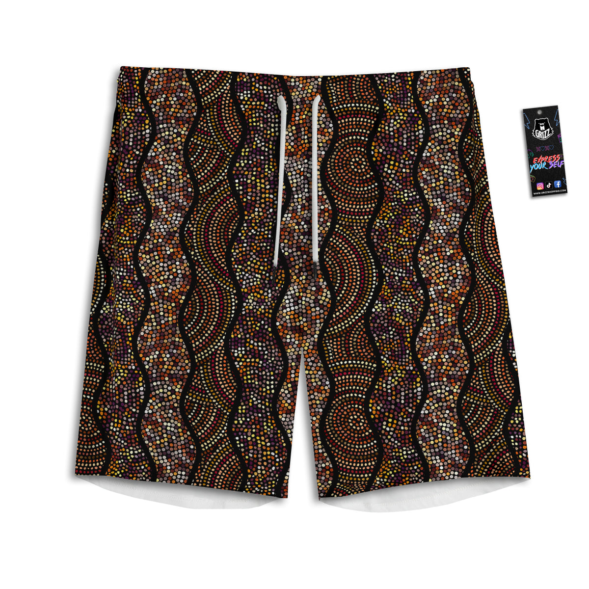 Afro African Dot Print Pattern Men's Athletic Shorts