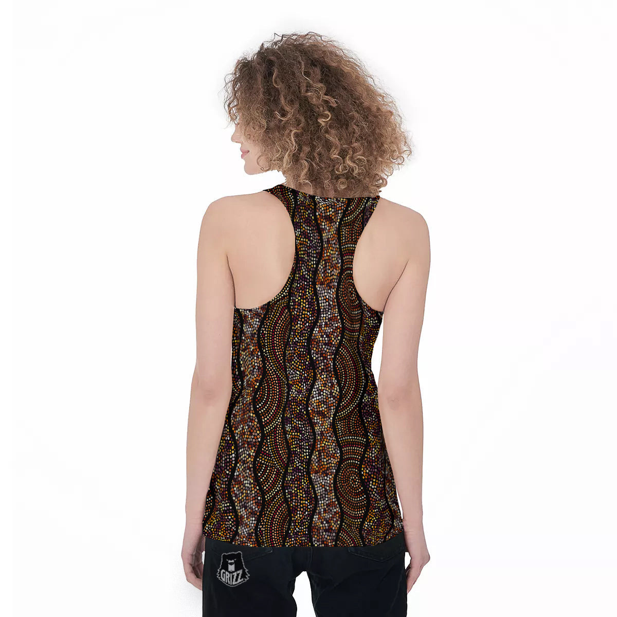 Afro African Dot Print Pattern Women's Racerback Tank Top-grizzshop