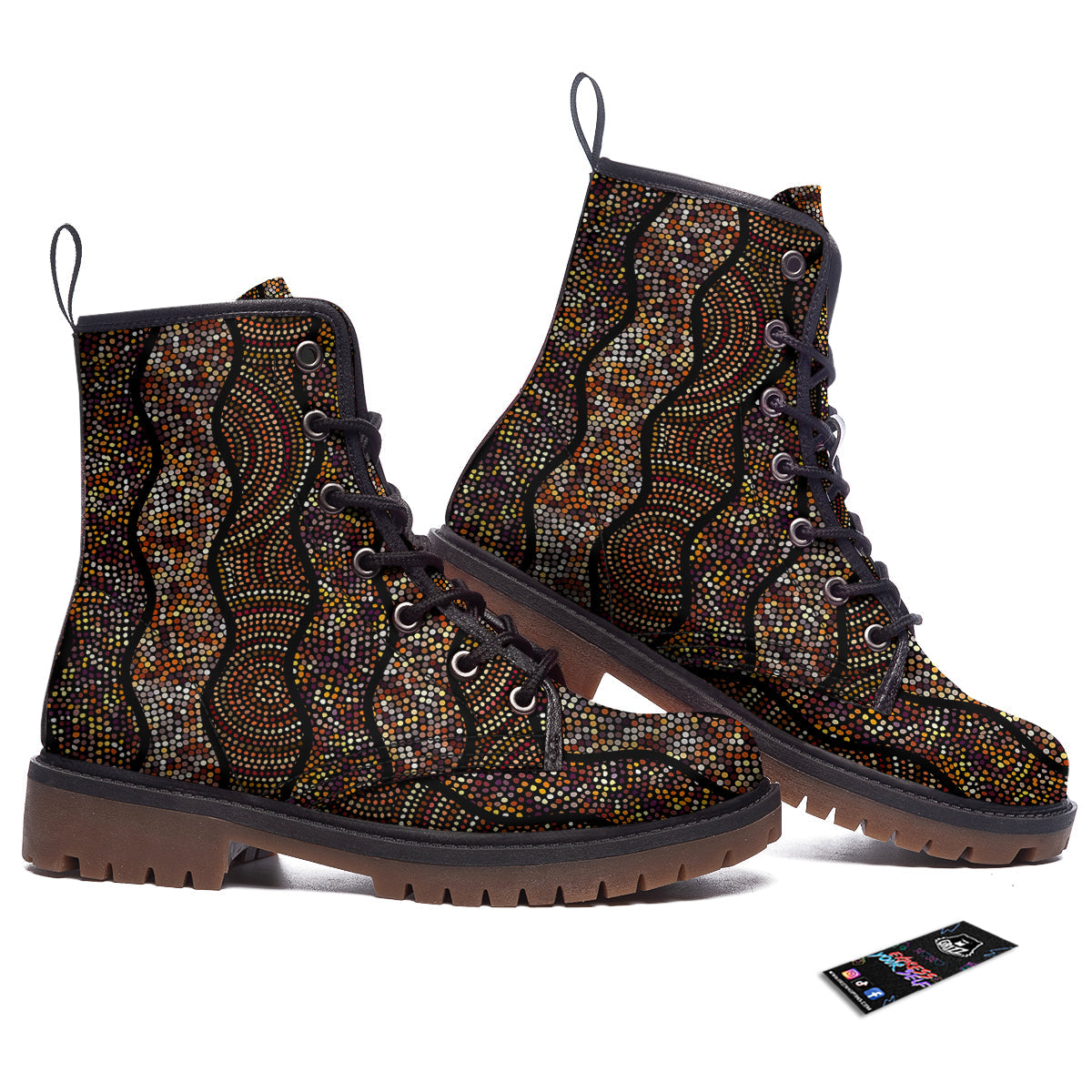 Afro African Dot Print Pattern Work Boots-grizzshop