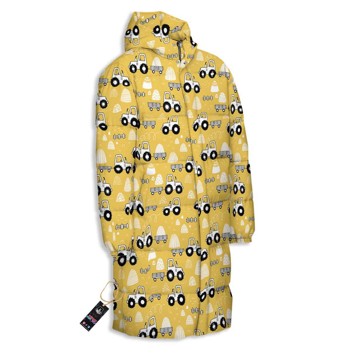 Agricultural Farming Tractor Print Pattern Long Down Jacket-grizzshop