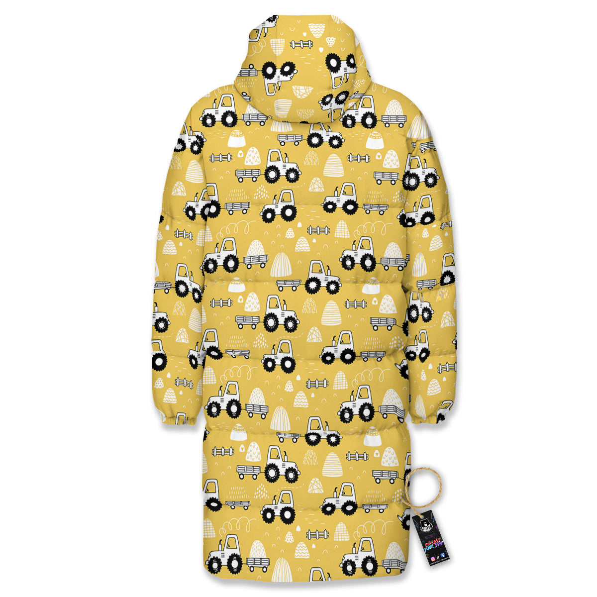 Agricultural Farming Tractor Print Pattern Long Down Jacket-grizzshop