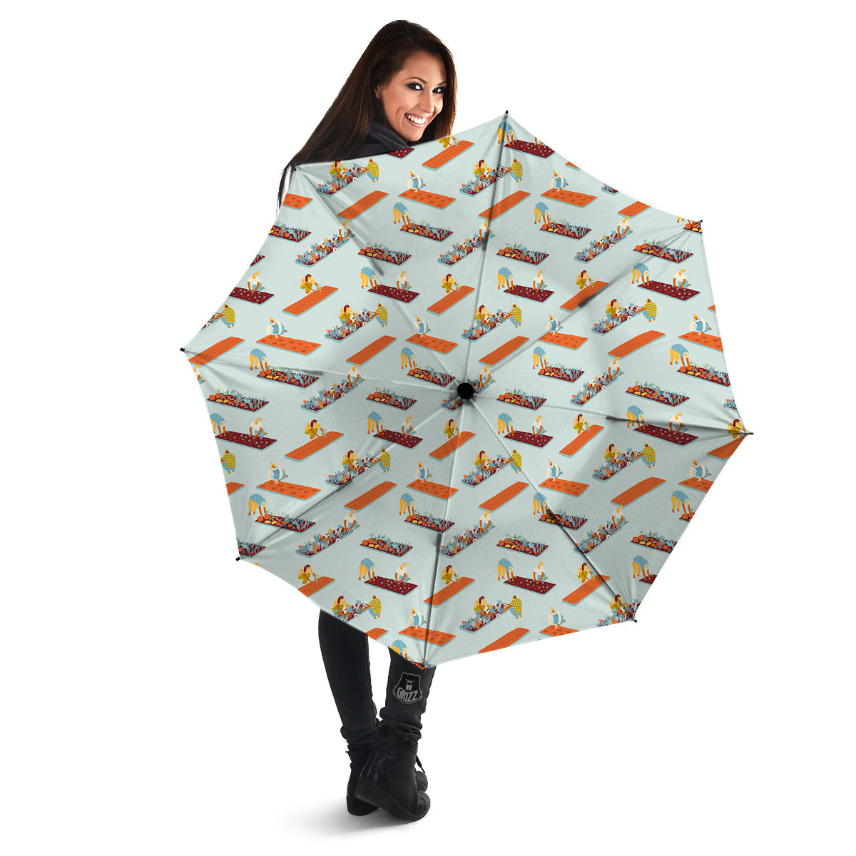 Agriculture Farming Cartoon Print Pattern Umbrella-grizzshop