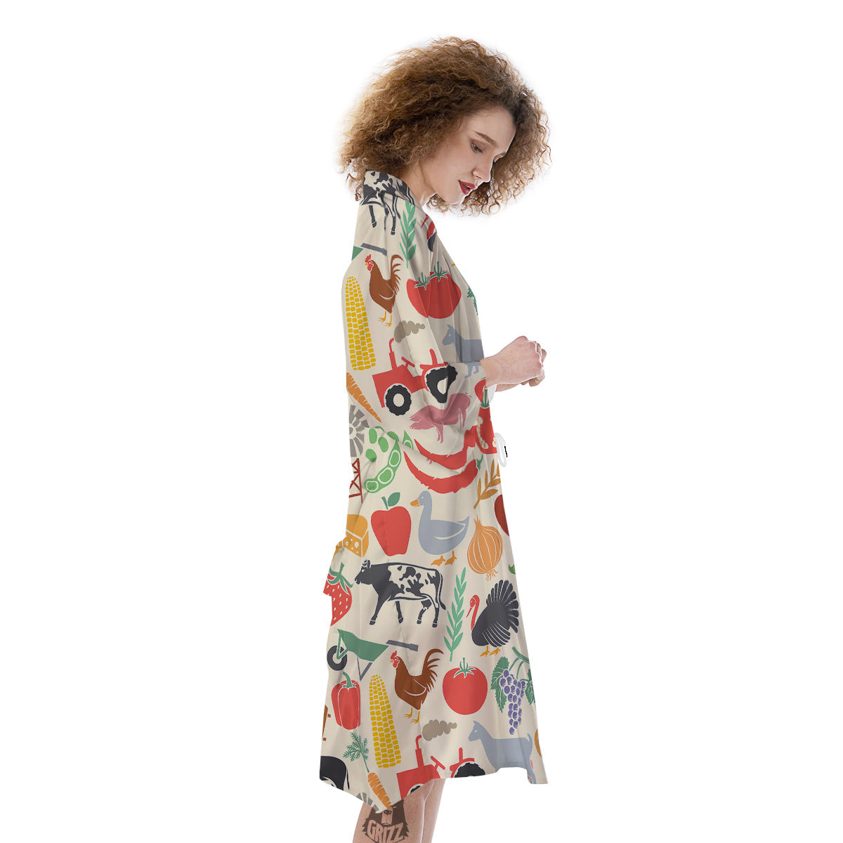 Agriculture Farming Colorful Print Pattern Kimono-grizzshop
