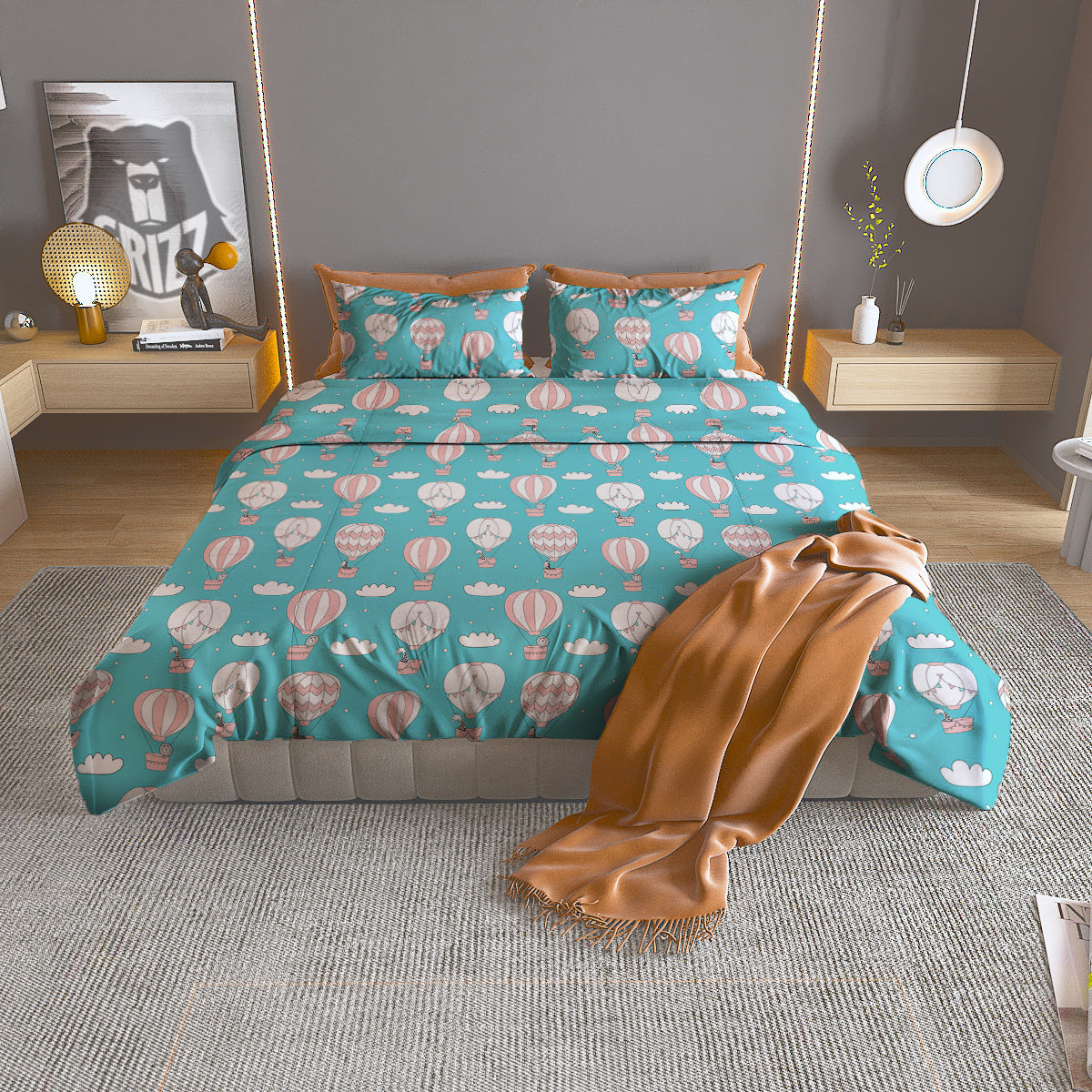 Alien Face Grey Print Pattern Duvet Cover Bedding Set