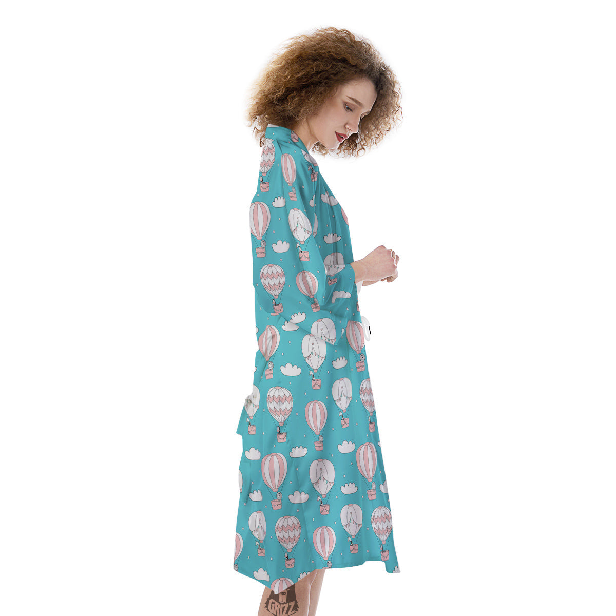 Air Balloon Cartoon Print Pattern Kimono-grizzshop