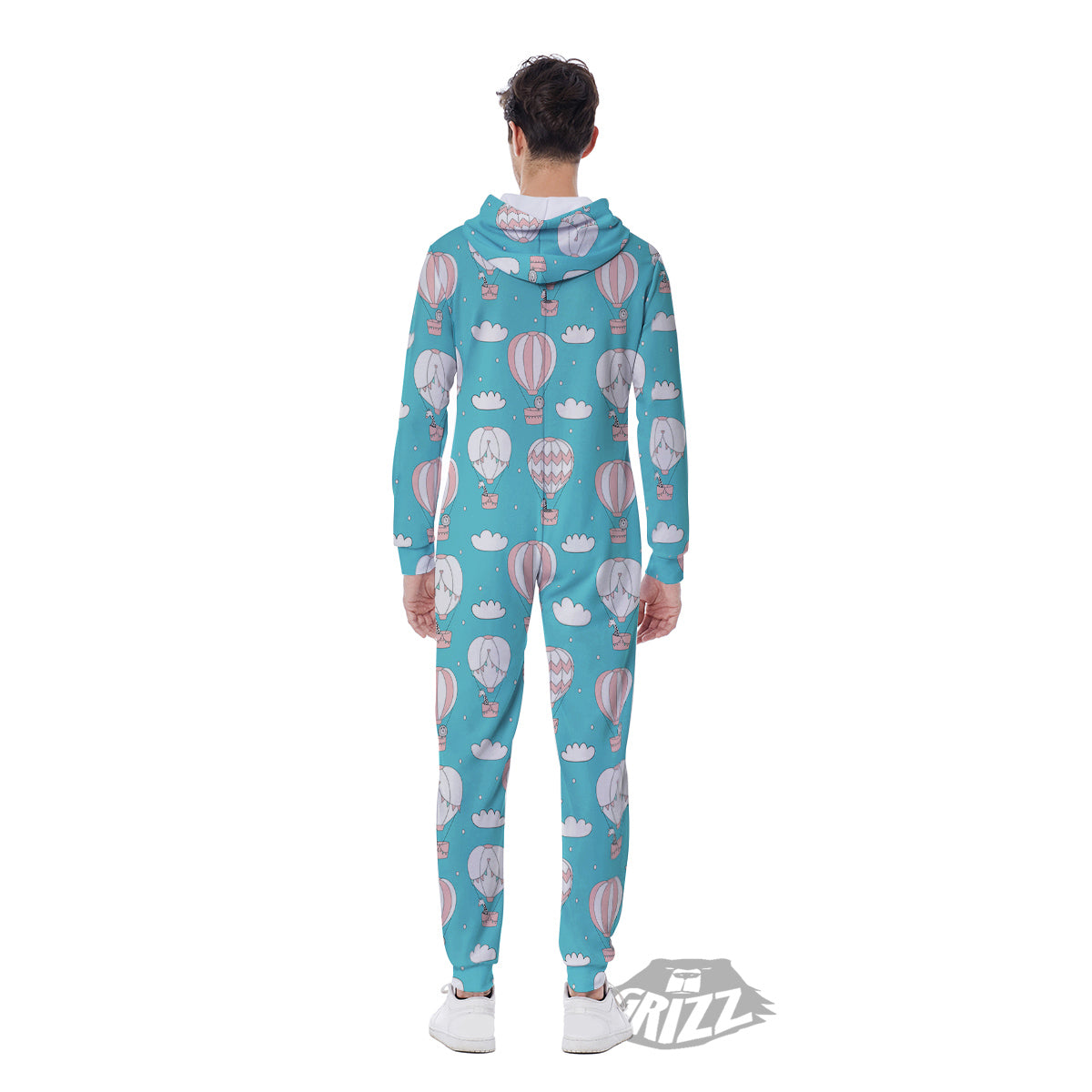 Air Balloon Cartoon Print Pattern Men's Jumpsuit-grizzshop
