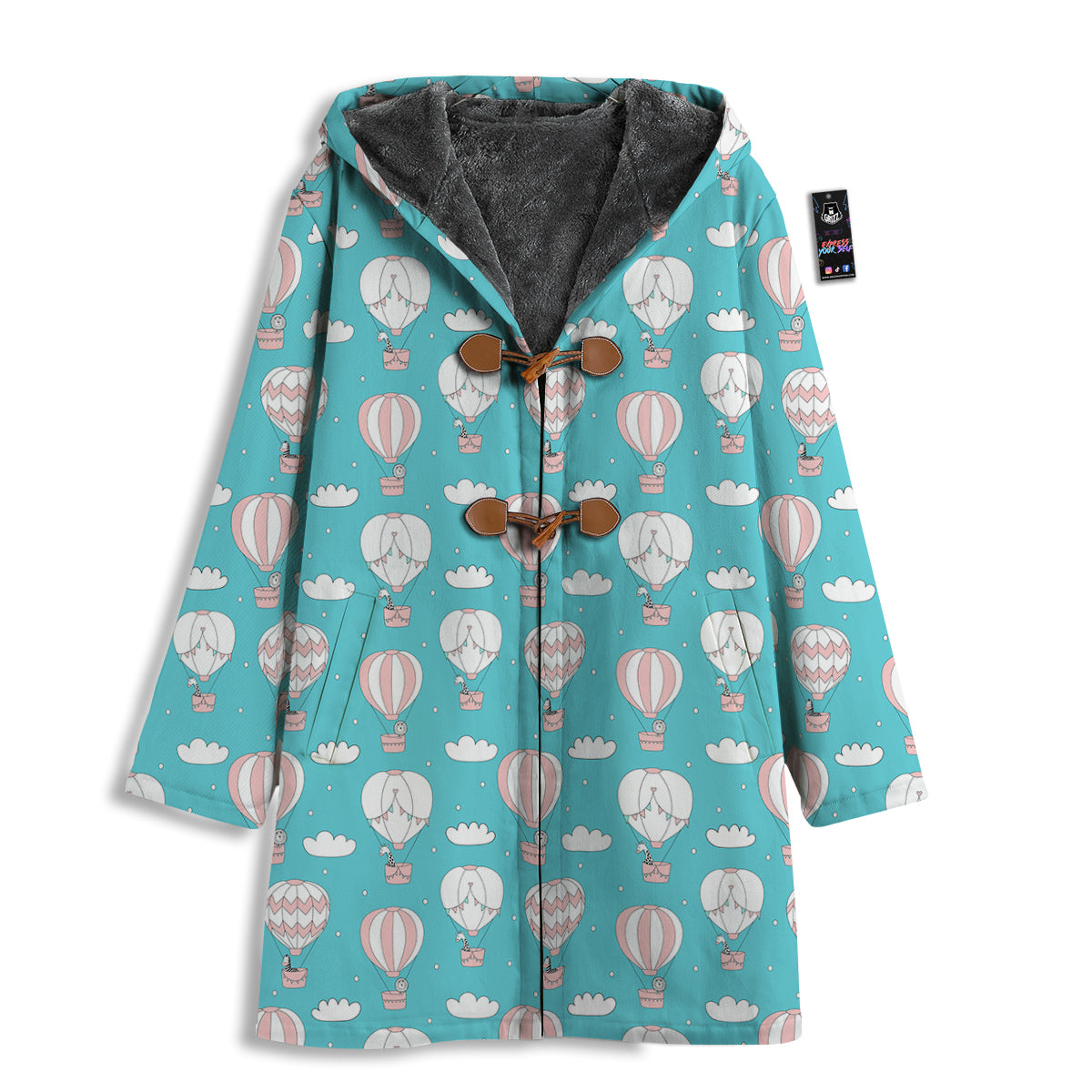 Air Balloon Cartoon Print Pattern Men's Windbreaker Jacket-grizzshop