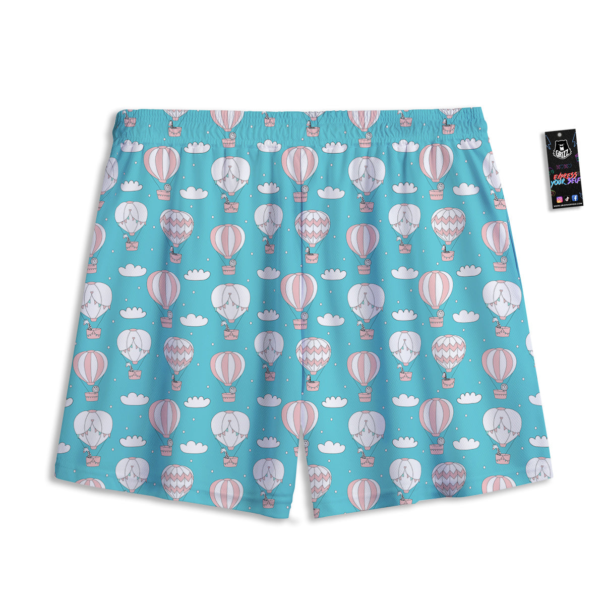 Alien Face Grey Print Pattern Mesh Shorts