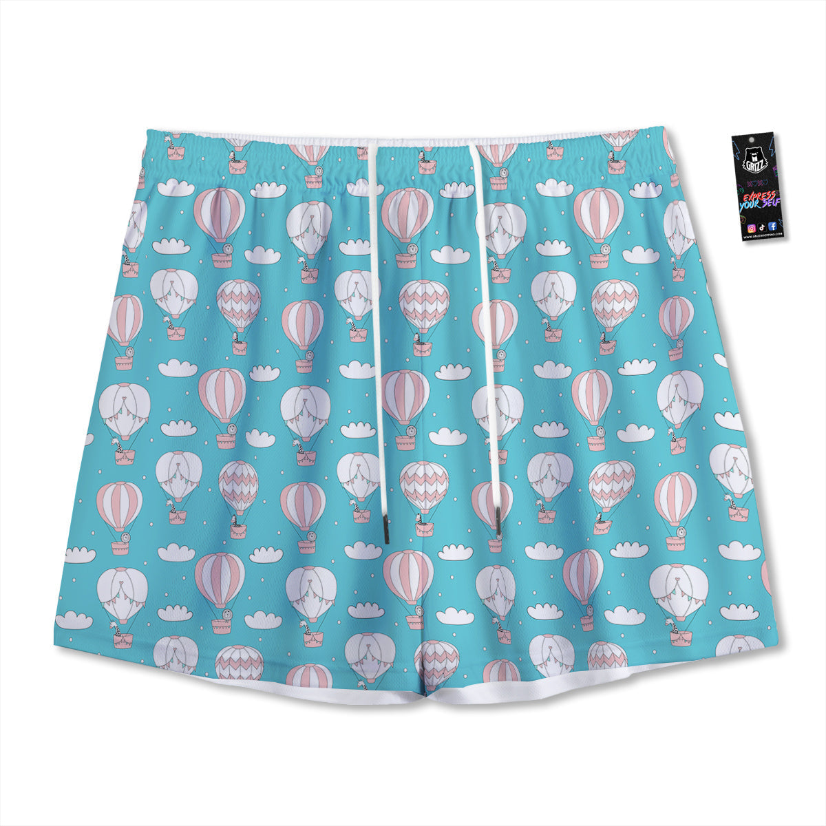 Alien Face Grey Print Pattern Mesh Shorts