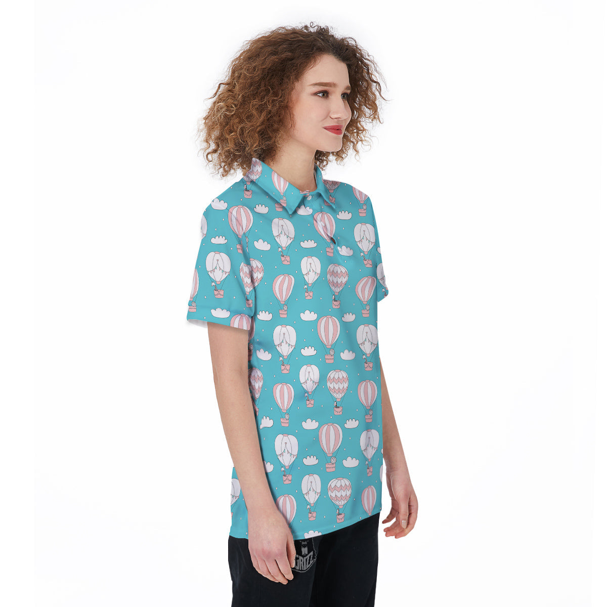 Air Balloon Cartoon Print Pattern Women's Golf Shirts-grizzshop