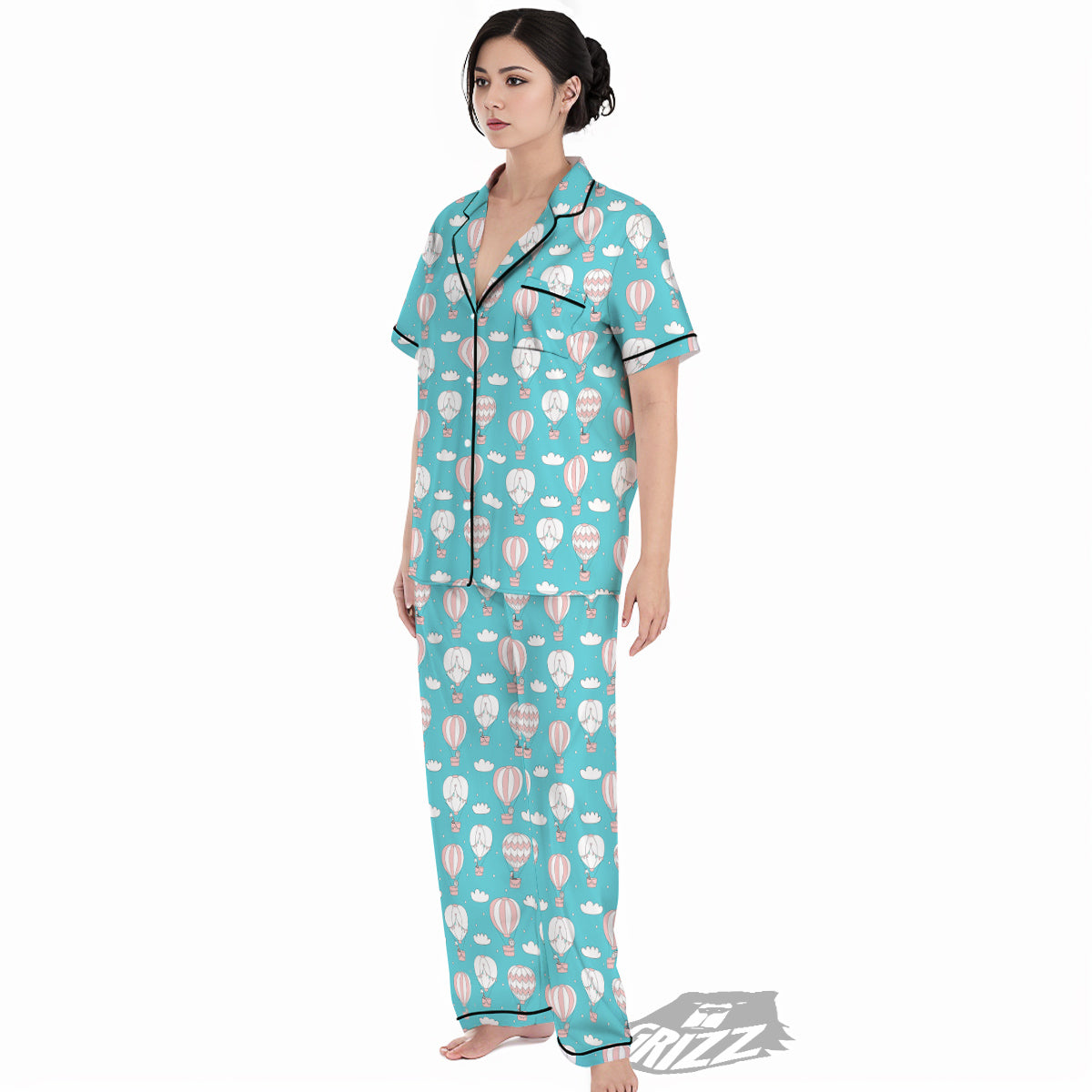 Air Balloon Cartoon Print Pattern Women's Pajamas Set-grizzshop