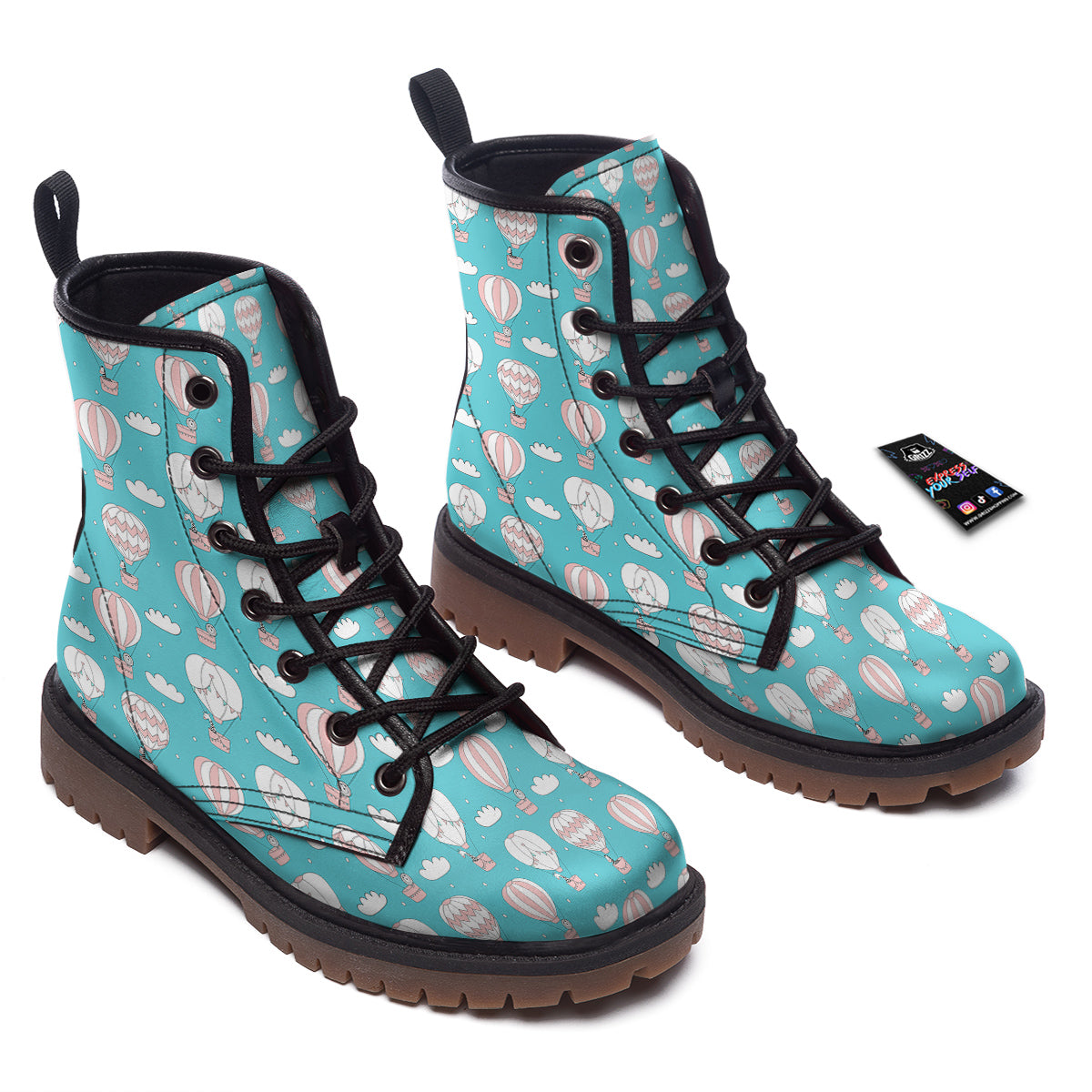 Air Balloon Cartoon Print Pattern Work Boots-grizzshop