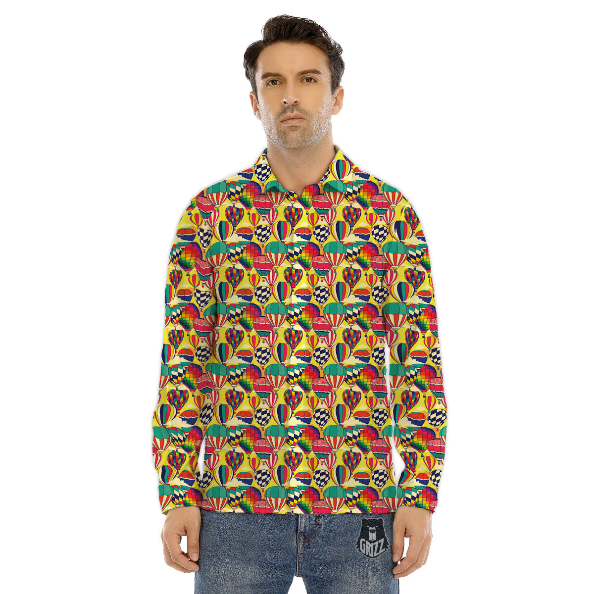 Air Balloon Colorful Print Pattern Men's Dress Shirts-grizzshop