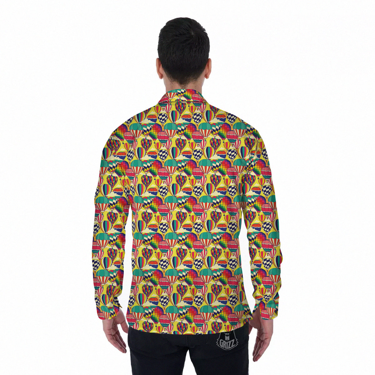 Air Balloon Colorful Print Pattern Men's Long Sleeve Shirts-grizzshop