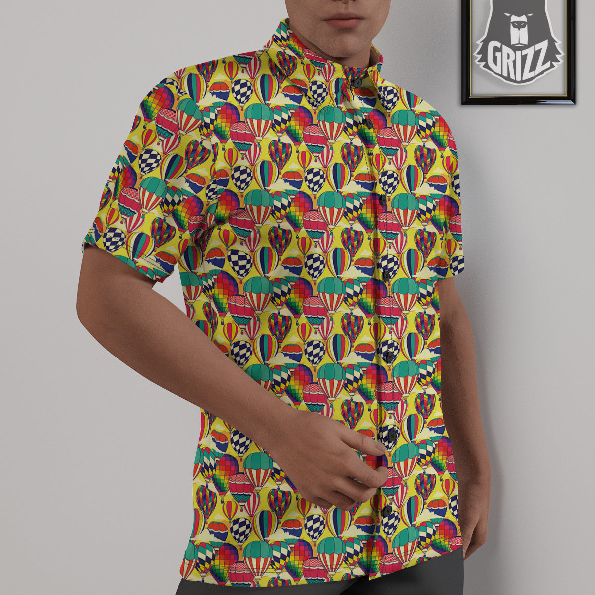 Air Balloon Colorful Print Pattern Untucked Shirts-grizzshop