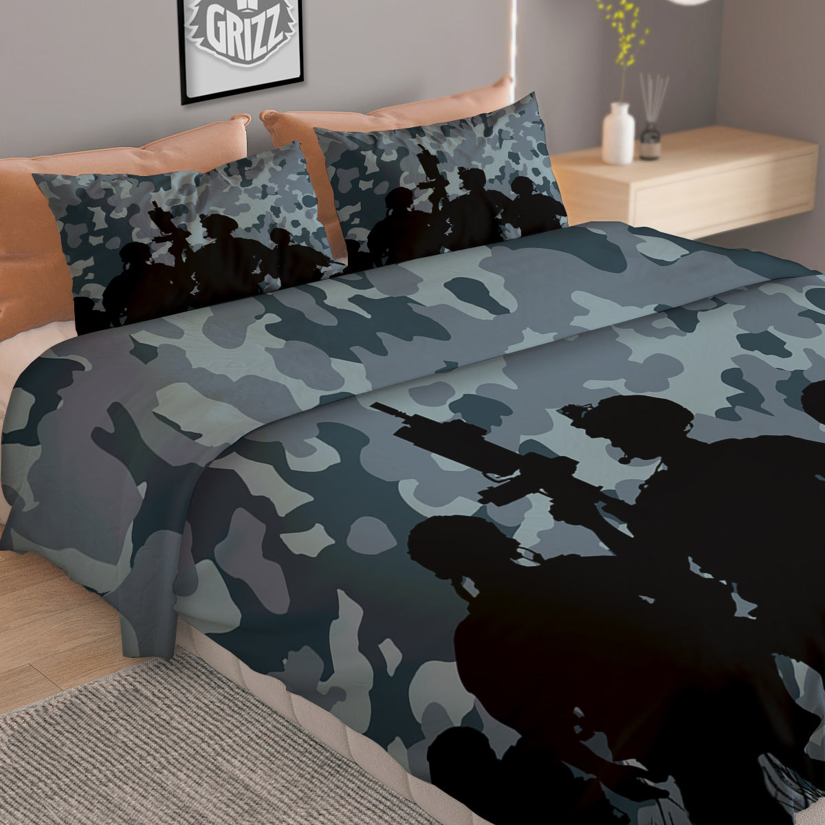 Air Force And Camouflage Print Duvet Cover Bedding Set