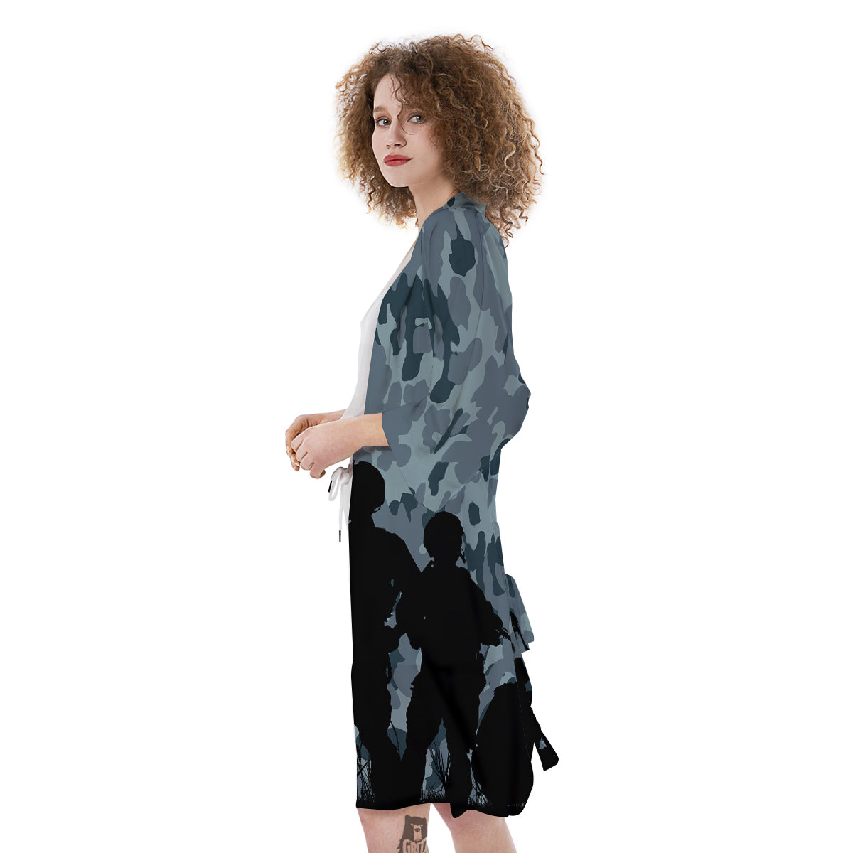 Air Force And Camouflage Print Kimono-grizzshop