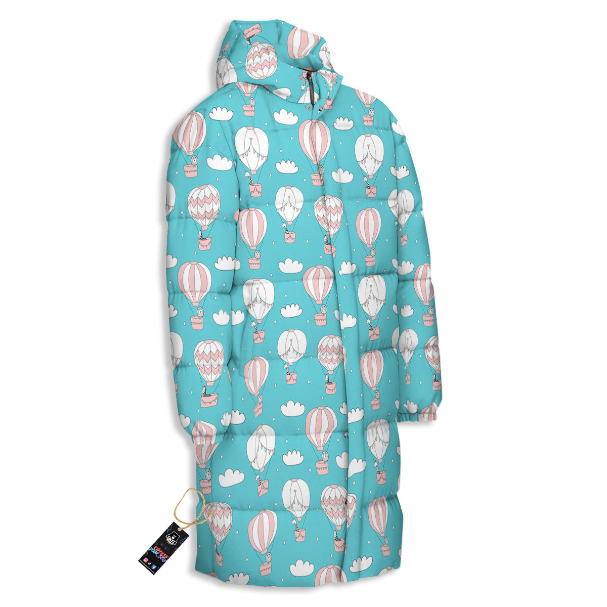 Air Balloon Cartoon Print Pattern Long Down Jacket