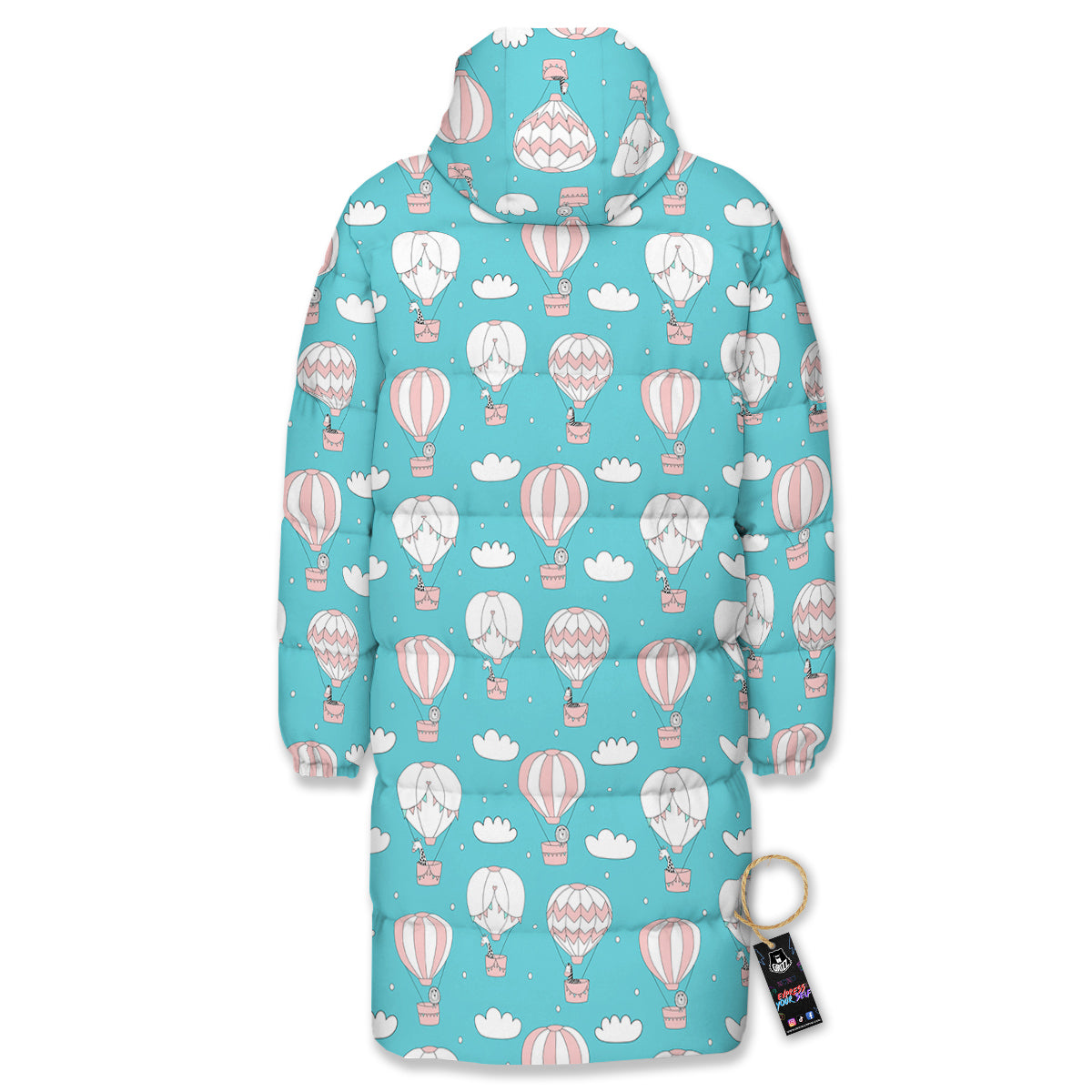 Air Balloon Cartoon Print Pattern Long Down Jacket