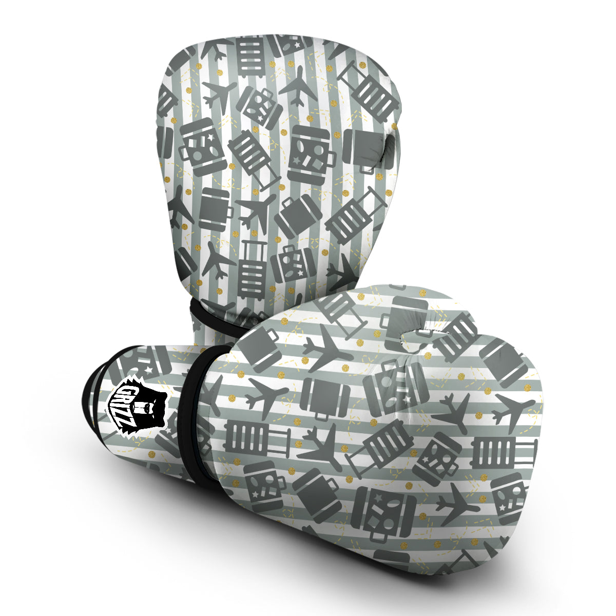 Airplane Luggage Pattern Print Boxing Gloves-grizzshop