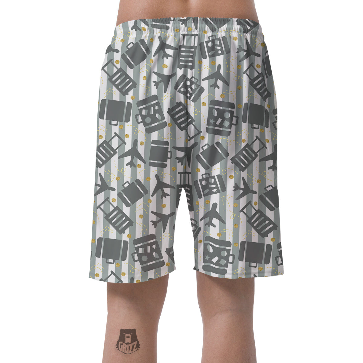 Airplane Luggage Pattern Print Men's Shorts-grizzshop