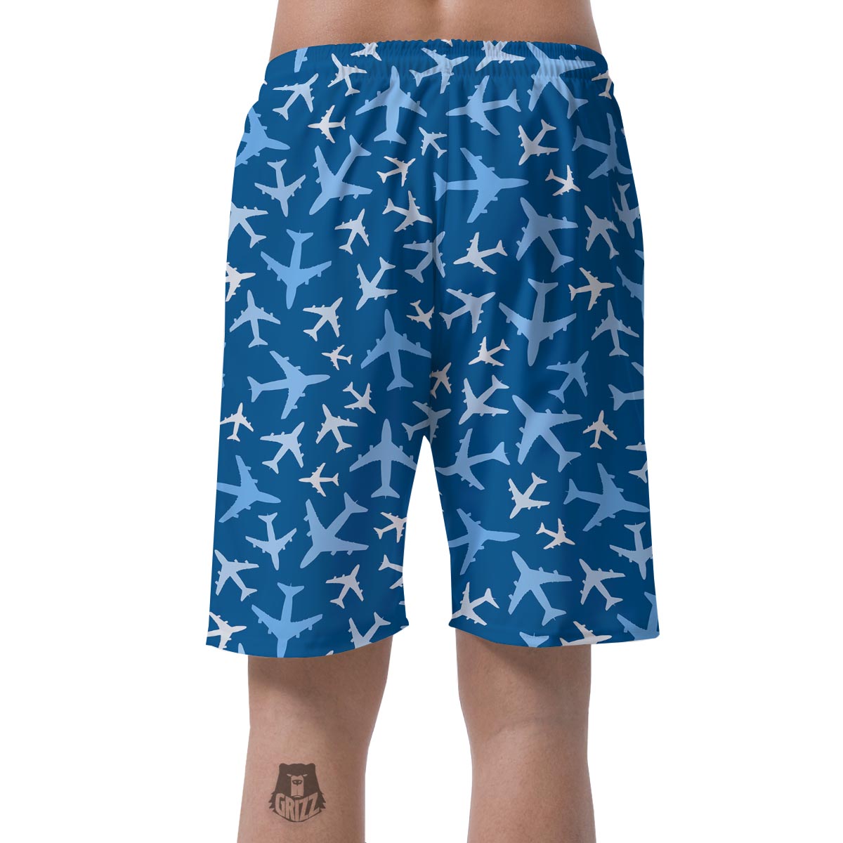 Airplane Pattern Print Men's Shorts-grizzshop