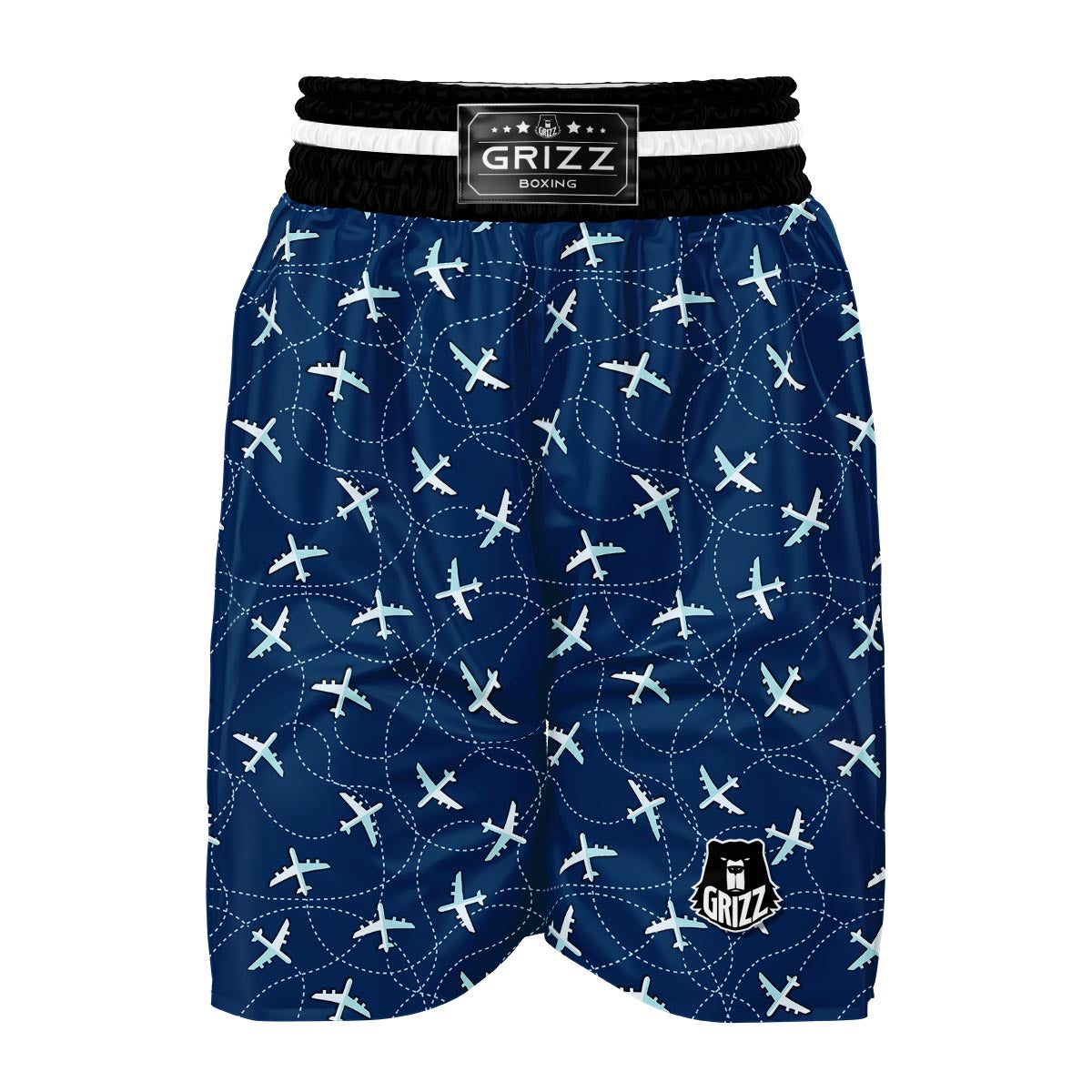 Airplane Print Pattern Boxing Shorts-grizzshop
