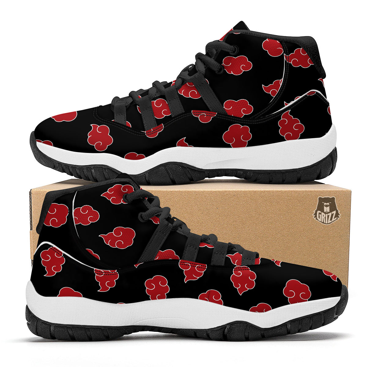 Akatsuki Print Pattern Black Bball Shoes-grizzshop