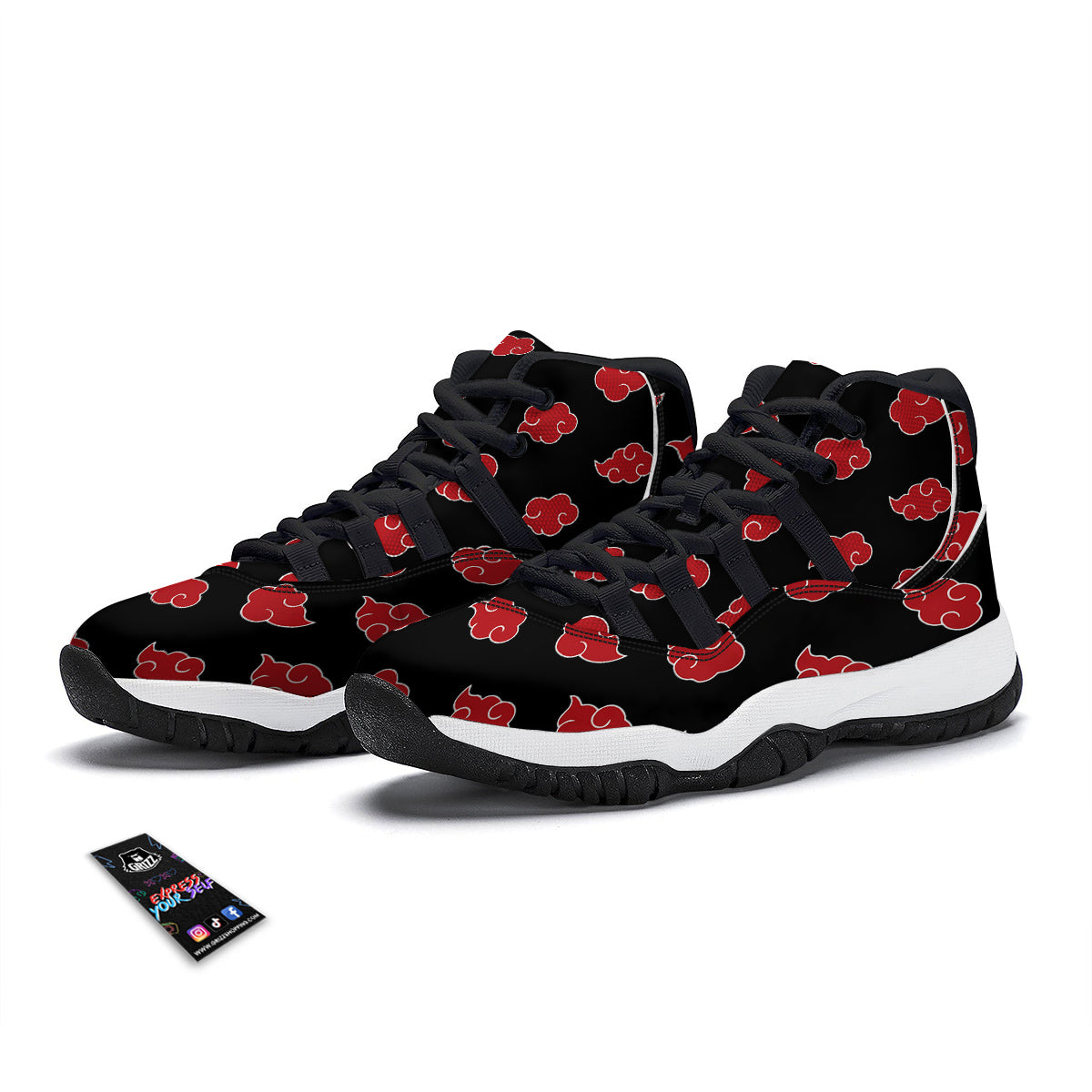 Akatsuki Print Pattern Black Bball Shoes-grizzshop