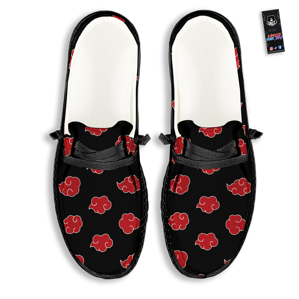 Akatsuki Print Pattern Black Loafers-grizzshop
