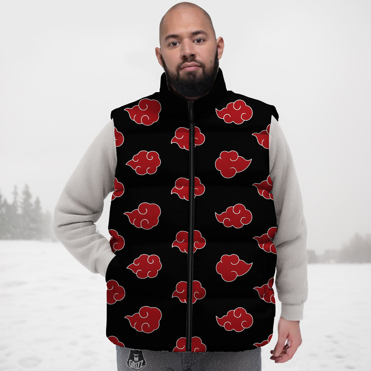 Akatsuki Print Pattern Down Vest