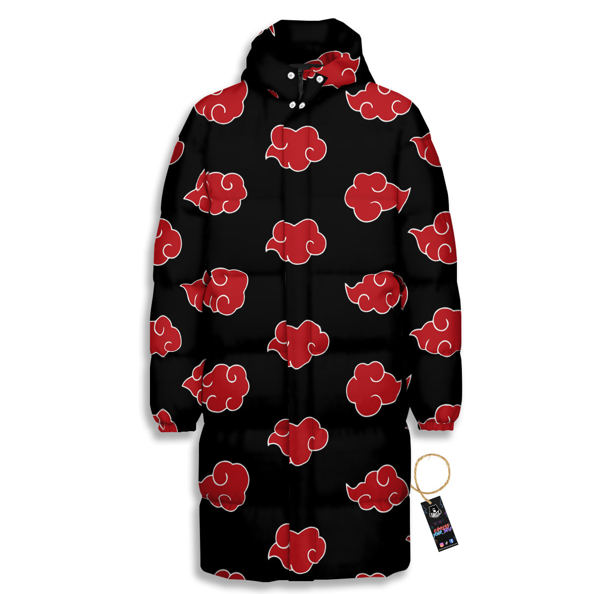 Akatsuki Print Pattern Long Down Jacket-grizzshop