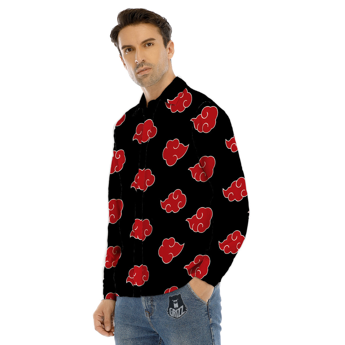 Akatsuki Print Pattern Men's Dress Shirts-grizzshop