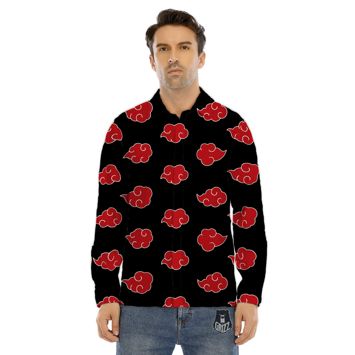 Akatsuki Print Pattern Men's Dress Shirts-grizzshop