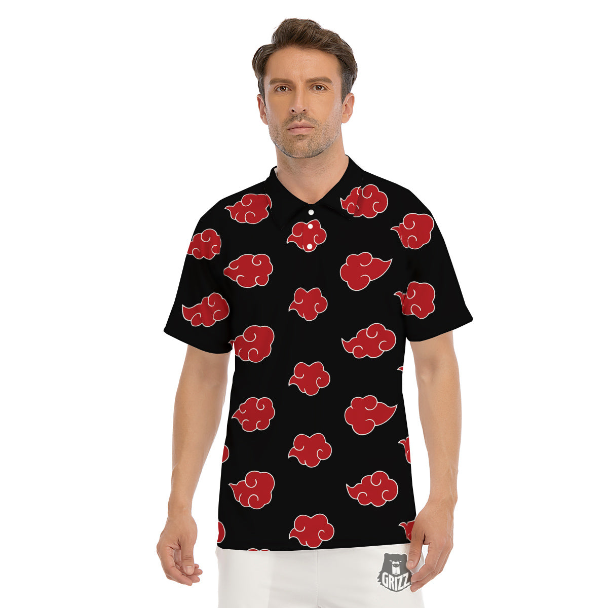 Akatsuki Print Pattern Men's Golf Shirts-grizzshop