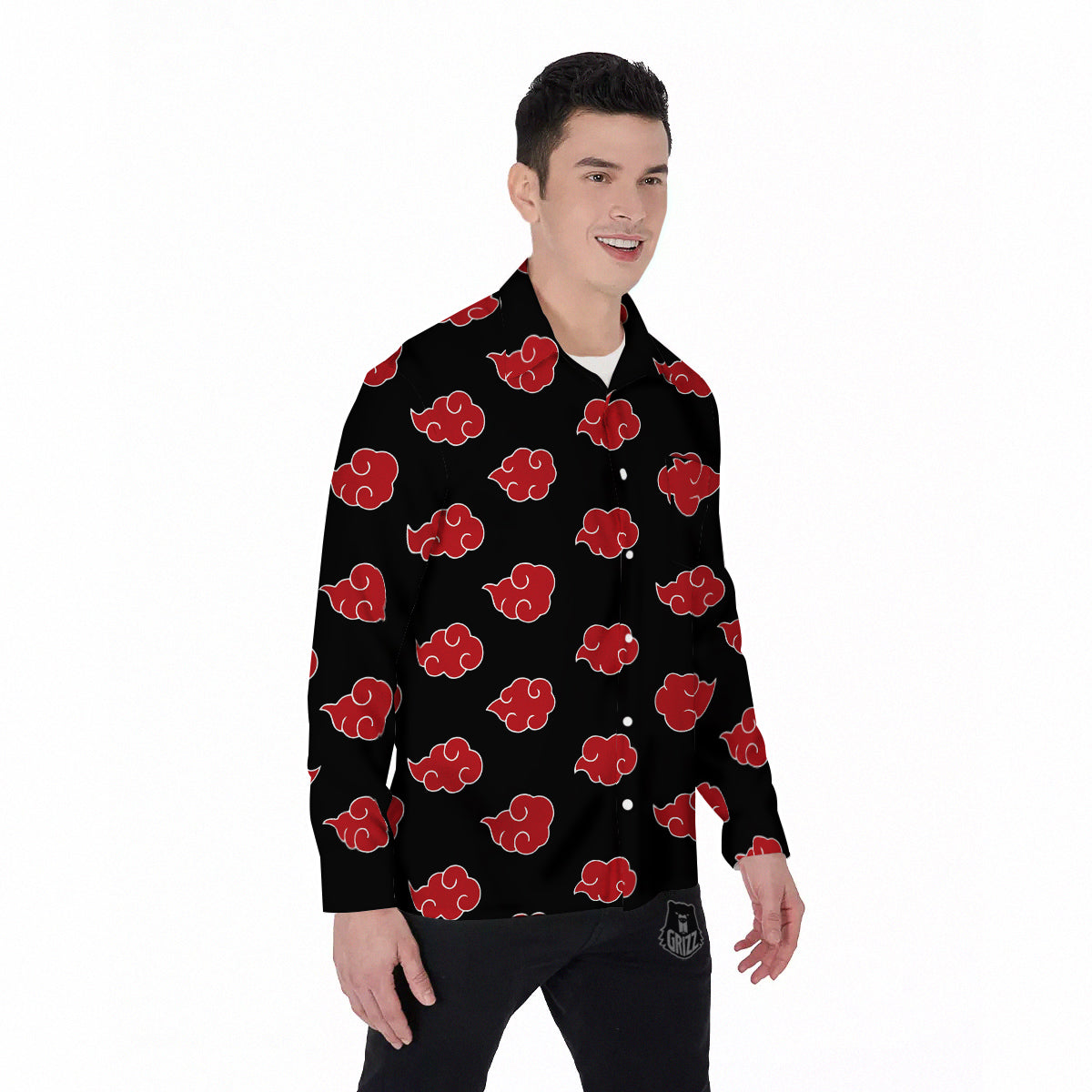 Akatsuki Print Pattern Men's Long Sleeve Shirts-grizzshop