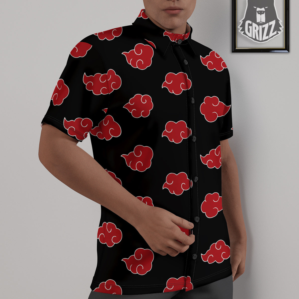 Akatsuki Print Pattern Untucked Shirts-grizzshop