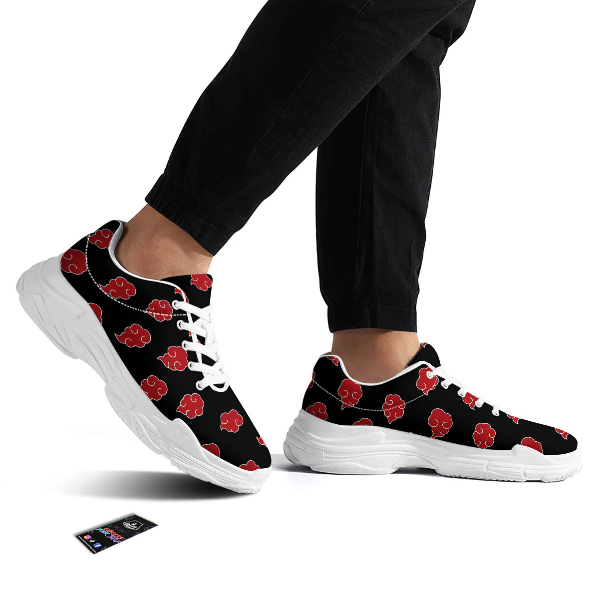 Akatsuki Print Pattern White Chunky Shoes-grizzshop