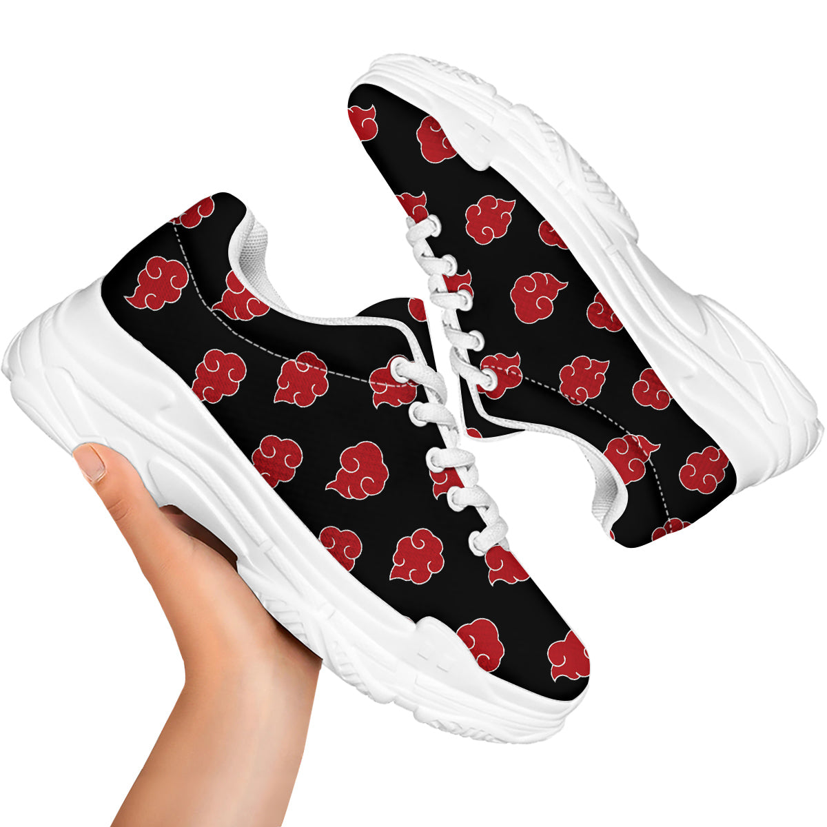 Akatsuki Print Pattern White Chunky Shoes-grizzshop