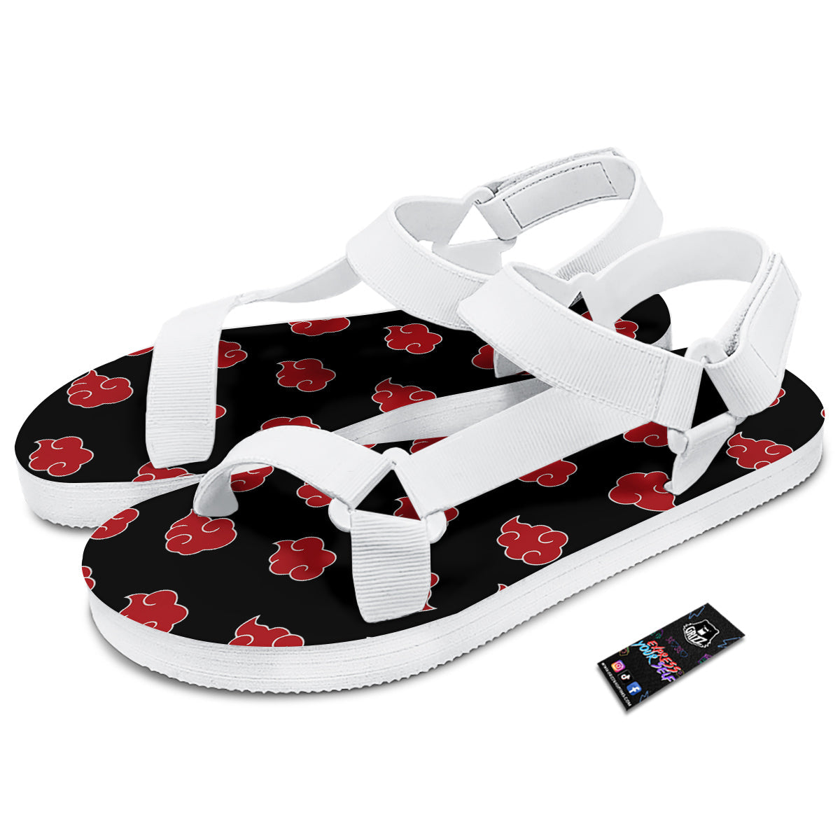Akatsuki Print Pattern White Open Toe Sandals-grizzshop